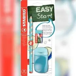 STABILO EASYgraph Schul-Set, blau, Bleistift, Spitzer und Radier für Rechtshänder