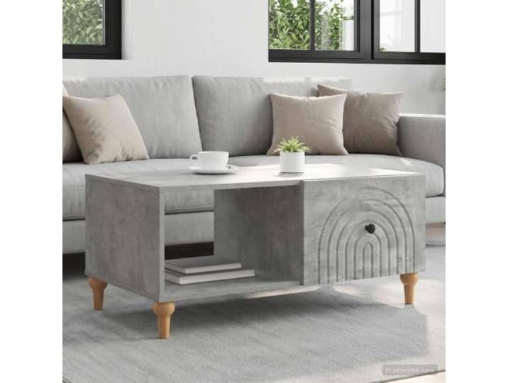 TEKGHUT Couchtisch Betongrau 90x50x40 cm Holzwerkstoff mit Stauraumregal Stauraumfächer, pflegeleichte Oberfläche, moderne Optik, robuste Konstruktion, vielseitig einsetzbar