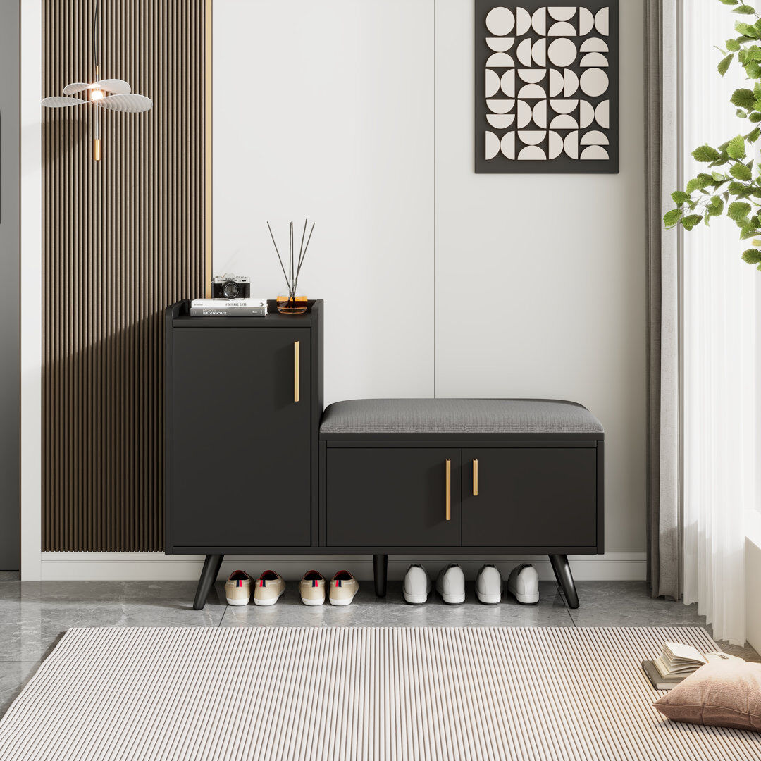 Brayden Studio 12 Pair Shoe Storage Bench Black 12