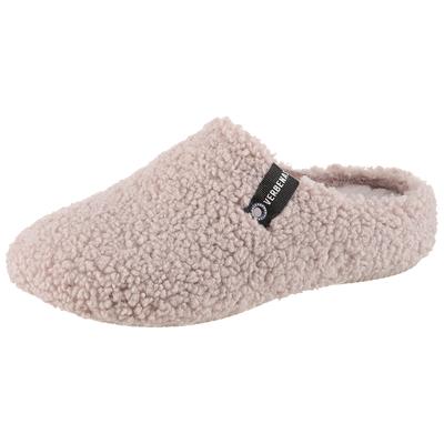 Pantoffel VERBENAS "YORK GALES", Damen, Gr. 42, wärmend, grau (helltaupe), Textil, Schuhe Hausschuh Pantoffeln Plüsch Hausschuh, Pantoffel, Hausschuh, Homeslipper zum Schlupfen