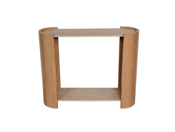 CALICOSY - Console à 2 niveaux décor travertin et bois L100 cm - IZIA - Bois clair