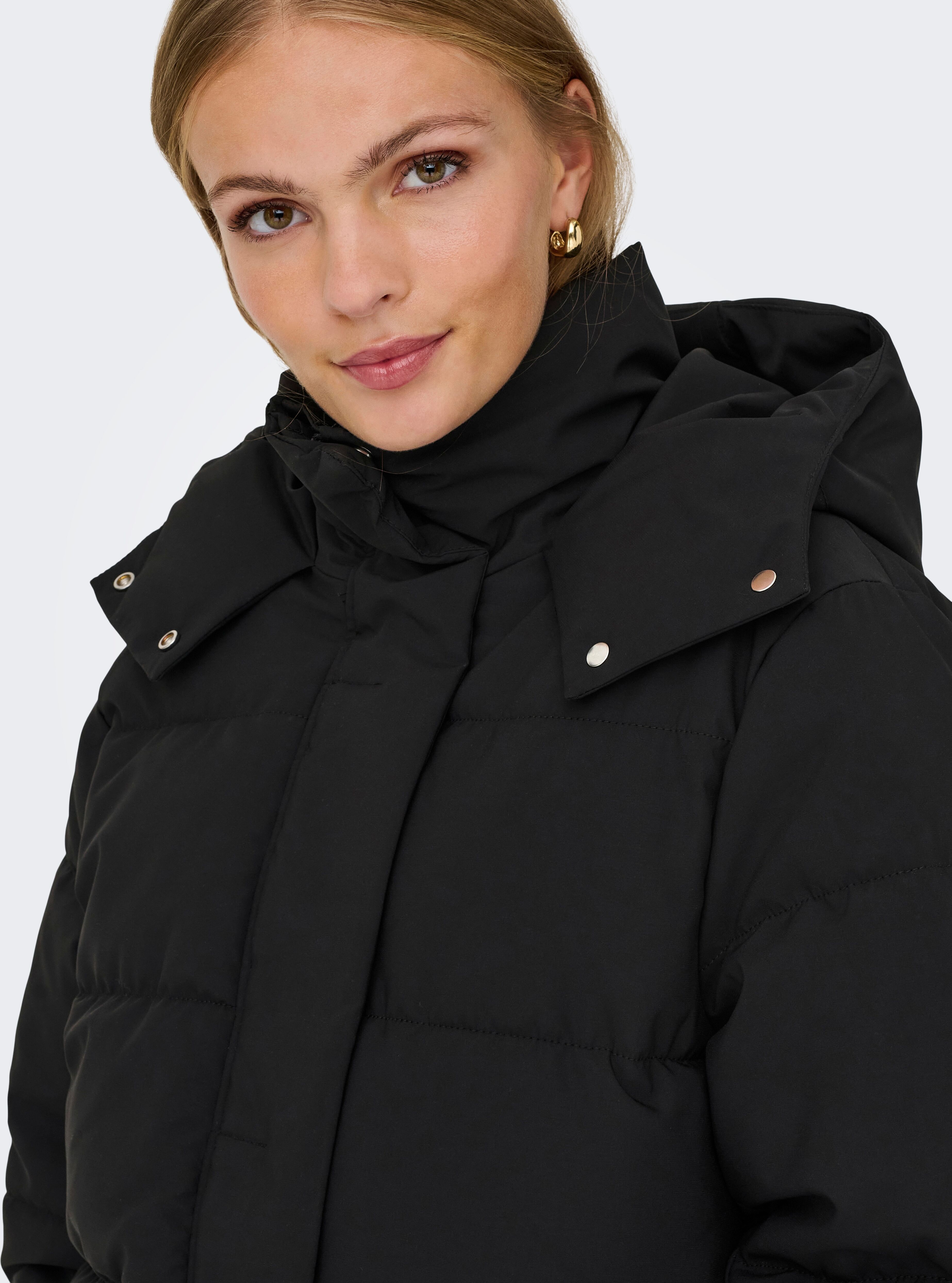 Steppmantel JDY "JDYAJA FLOTTE PADDED JACKET OTW YFM NOOS", Damen, Gr. XL, schwarz, Steppware, Obermaterial: 100% Polyester, unifarben, ca. Mitte Oberschenkel, Mäntel Steppmantel schwarz XL