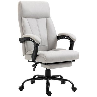 STILVORA Chefsessel Bürostuhl mit Massagefunktion Hellgrau 74x65x119 cm mit Lendenheizung 155 Grad Neigung Fußstütze höhenverstellbar