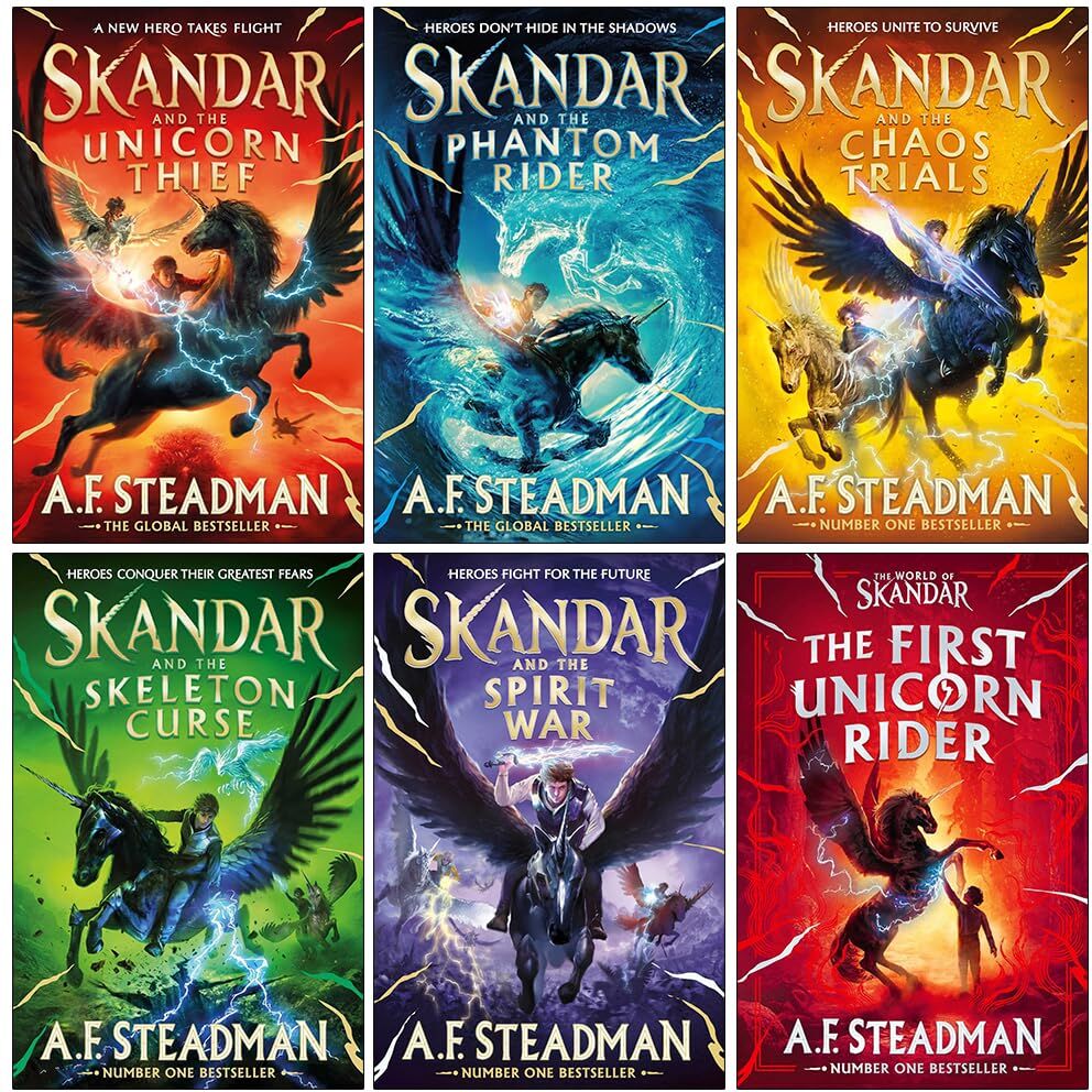 Simon and Schuster Children's Ltd Skandar Series 6 Books Collection Set By A.F. Steadman (Skandar and the Unicorn Thief, Phantom Rider, Chaos Trials, Skeleton Curse, Spirit War and Wor