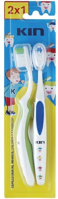 Kin ESCOVA DENTAL INFANTIL 2 Uds 1 Rosa / 1 Verde
