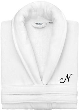 Authentic Hotel and Spa 100% Turkish Cotton Personalized Unisex Anovia Velour Bathrobe - Black Script Font