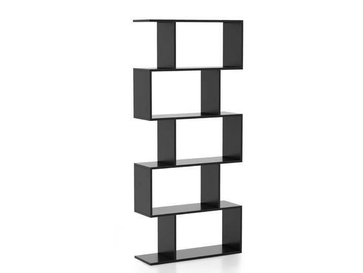 Bibliothèque en forme s à 5 niveaux noir 70 x 23,5 x 158cm