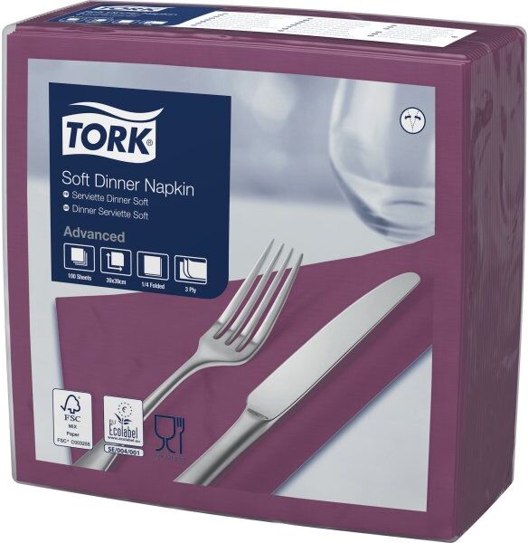Tork Middagsserviet, 3-Lag, Lilla, 100 Stk.