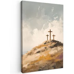 LEINWANDBILD Hügel - Abstrakt - Christentum - Kreuz Deko Wohnzimmer 20x30 cm