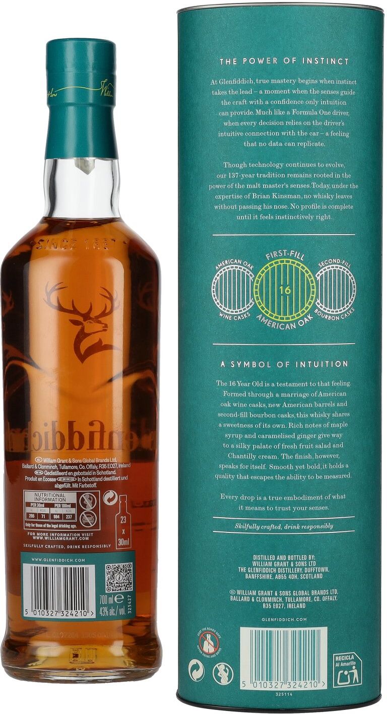 Glenfiddich 16 Years Old ASTON MARTIN FORMULA ONE TEAM Single Malt Scotch Whisky Edition 1 43% Vol. 0,7l in Geschenkbox