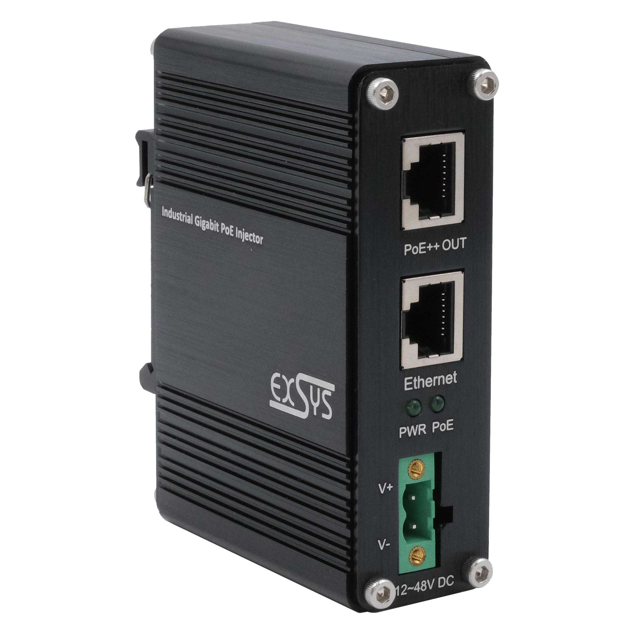 Exsys Industrial PoE++ Gigabit Injektor 95W (802.3af (PoE), 802.3at (PoE+), 802.3bt (PoE++), 95 W) (EX-60315)