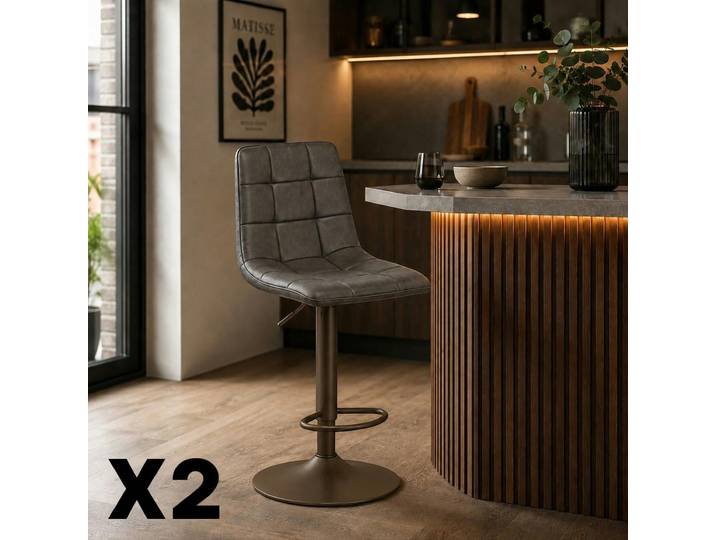 Tabouret de bar touché doux (lot de 2) LORA - Marron