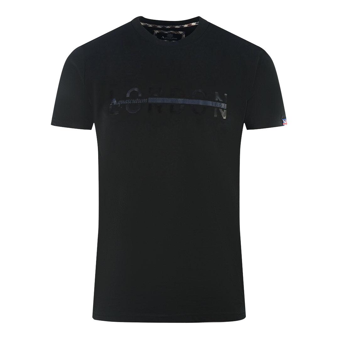 Aquascutum London 1851 Split Logo Black T-Shirt