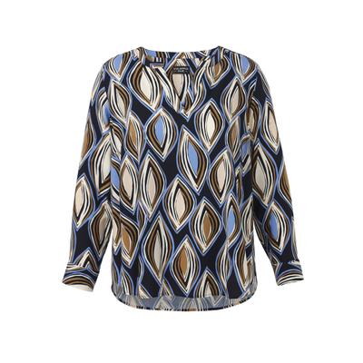 Schlupfbluse VIA APPIA DUE "VIA APPIA DUE Bluse", Damen, Gr. 44, bunt (marine multicolor), Basic, regular fit, Blusen Schlupfbluse, Große Größen