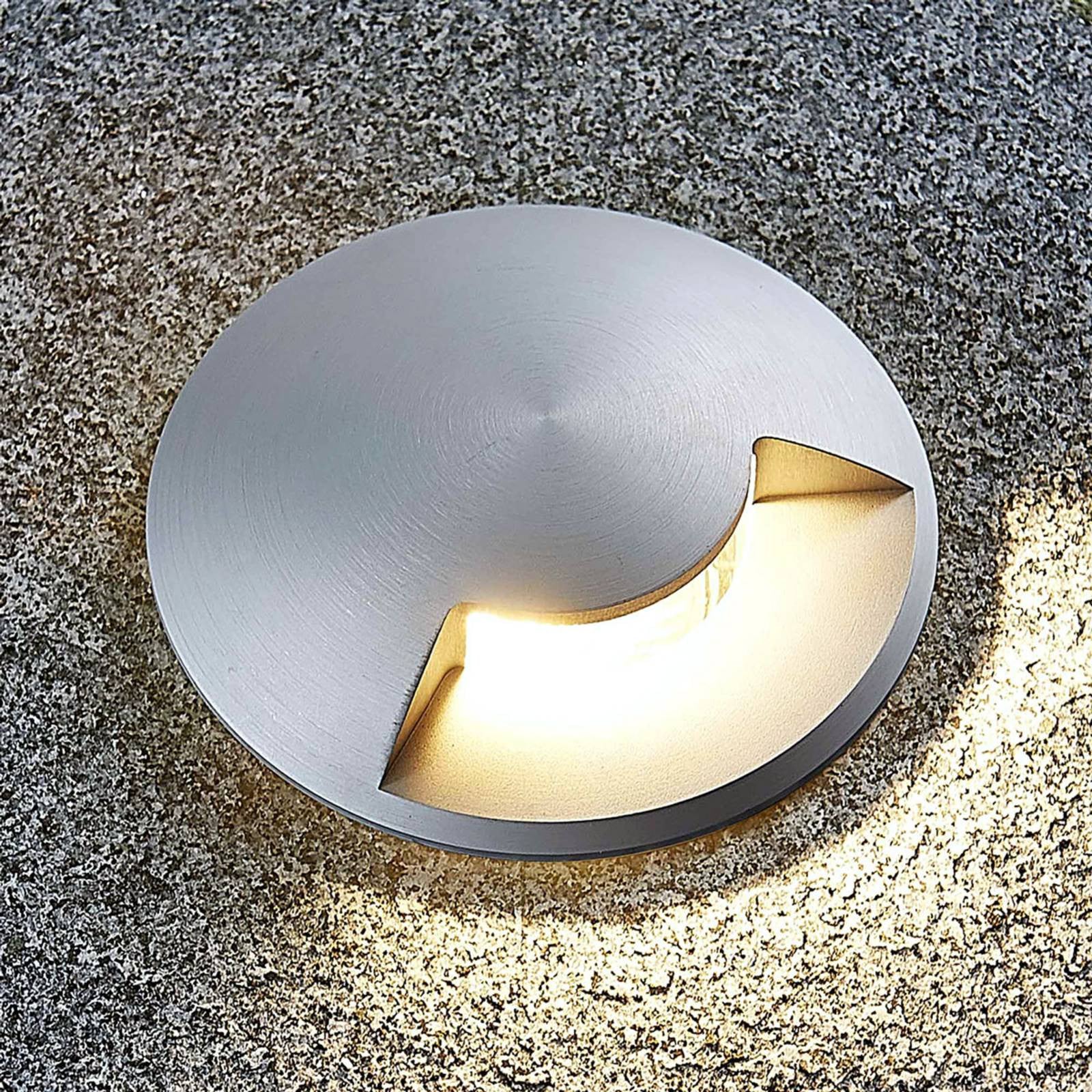 Lucande Milara grondspot inbouwlamp, grijs/zilver, aluminium, GU10, dimbaar, IP67, rond