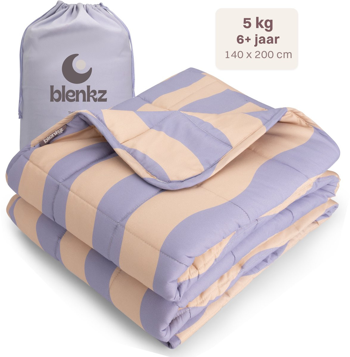 BLENKZ Verzwaringsdeken Kind 5kg Wavy Stripe Peach Lilac 140x200 cm