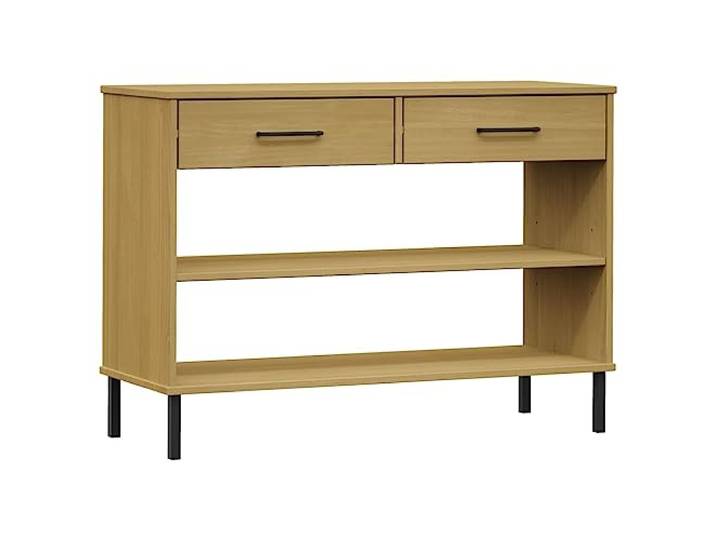 HAQWRDQSG Konsolenschrank OSLO Kiefer Massivholz 98x35x70cm Braun Vielseitiges Stauraummöbel mit offenen Fächern für Dekoration und Ordnung im Flur oder Wohnzimmer.