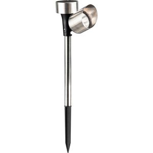 Grundig Gartenstrahler silber, mit 0,6W LED, Solar, mit Erdspieß, Dämmerungssensor