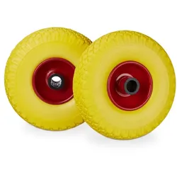 Relaxdays 8 x Sackkarrenrad Vollgummi gelb-rot Gelb,Rot