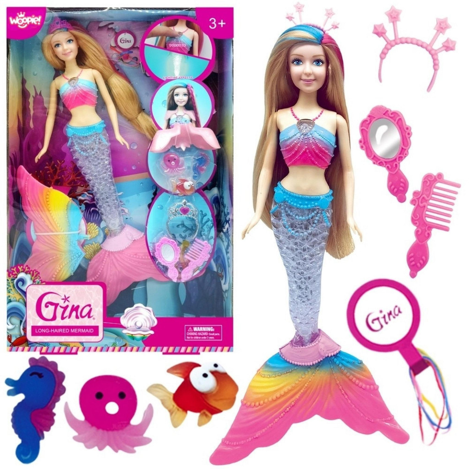 Woopie Royal Gina magische regenboogzeemeerminpop met accessoires