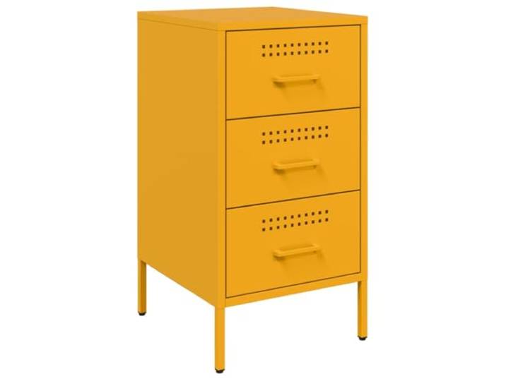 Coespram Nachttisch Senfgelb 36x39x68 cm Stahl mit 3 Schubladen Viel Stauraum für Ihr Schlafzimmer oder Wohnzimmer dank robuster Konstruktion und justierbarer Ausgleichsfüße.