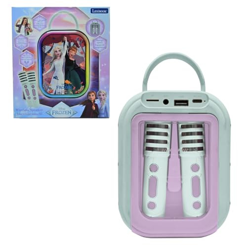 Lexibook Disney Frozen Bluetooth Karaoke Machine met 2 Draadloze Microfoons, Lichtpaars/Lichtgroen, BTC030FZ