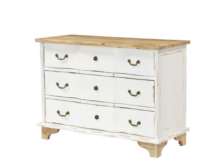 Kommode weiss massiv ARZANO Shabby Massivholz Schubladenkommode Antik