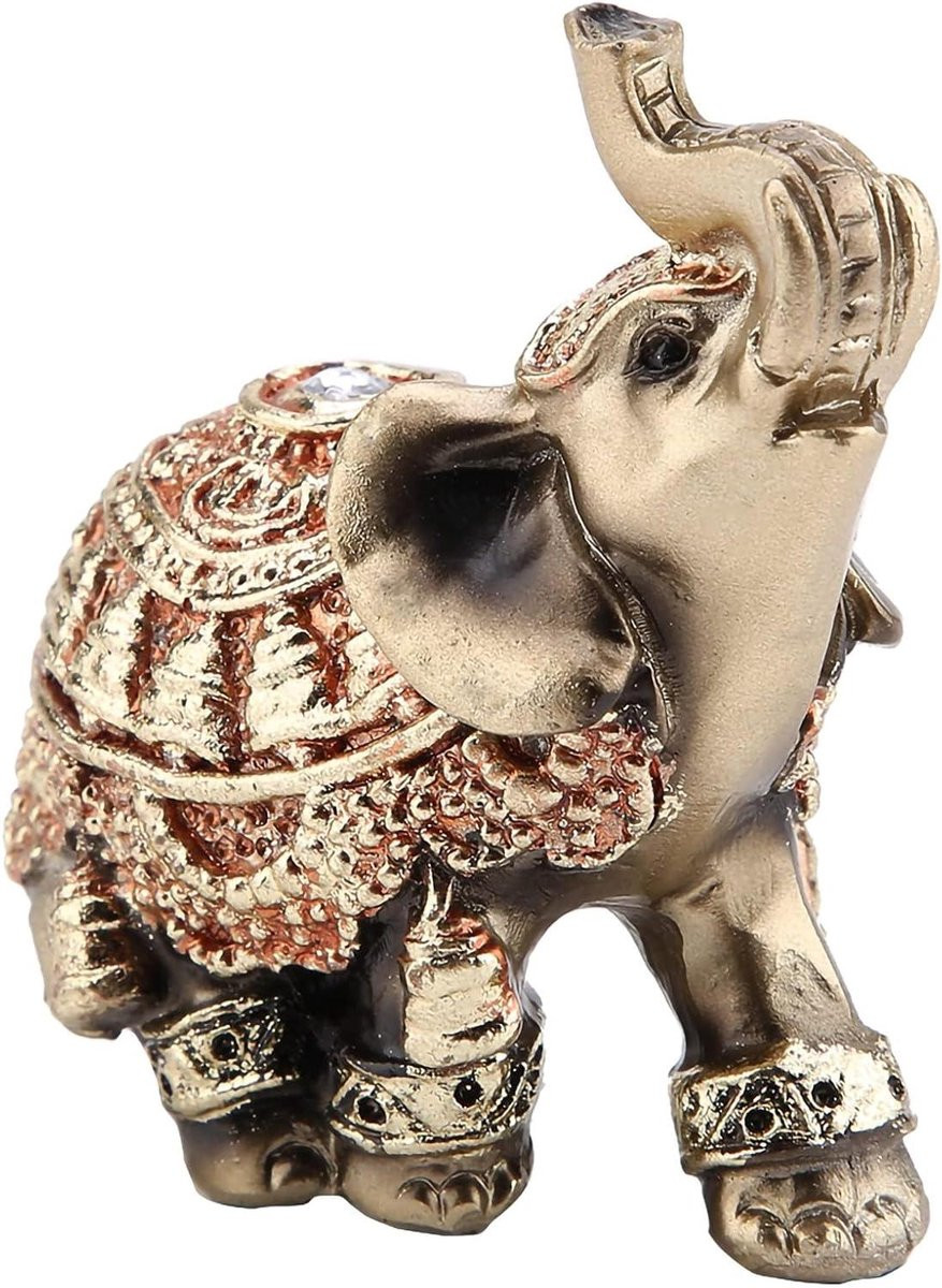 Goud Olifant Beeldje - Feng Shui Ornament voor Huisdecoratie - Symboliseert Geluk