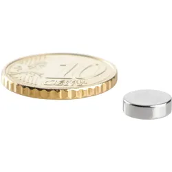 100 Scheibenmagnet, 8 mm, 3,0 mm, N35, 100 Stück, Neodym, silber