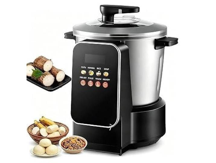 Automatische Zubereitungsmaschine Für „Swallow“-Gerichte Fufu, Pounded Yam Banku, Nshima – Für 5–6 Personen; 6-Liter-Kapazität, LED-Touchscreen, Timer, Antihaftbeschichteter Topf, 900 W