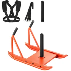 VEVOR Gewichtsschlitten Kraftschlitten Krafttrainingsschlitten zur Verbesserung der Geschwindigkeit bei sportlichen Übungen, Fitnessgerät mit Griff, kompatibel mit 25/51 mm Gewichtsscheiben Orange