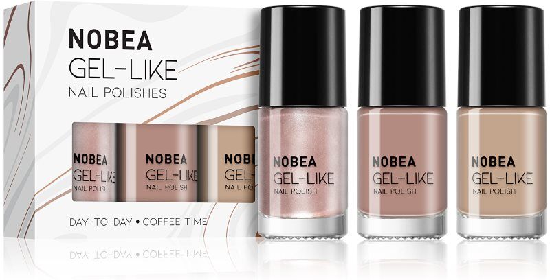 NOBEA Day-to-Day 3-Piece Gel-like Nail Polish set nail polish set Coffee Time