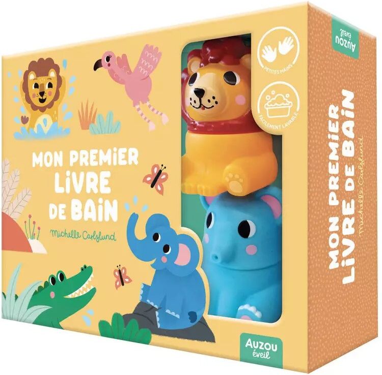 Coffret Mon premier livre de bain : Dans la savane + 2 jouets déclipsables ! - Auzou