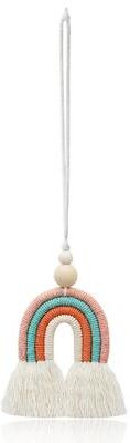 Snug & Styled Boho Car Aromatherapy Diffuser Rainbow Wood Bead Hanging Ornament pink
