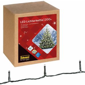 Idena Lichterkette 31869, für Innen und Außen, warmweiß, mit Timerfunktion, 200 LED, 29,9 m