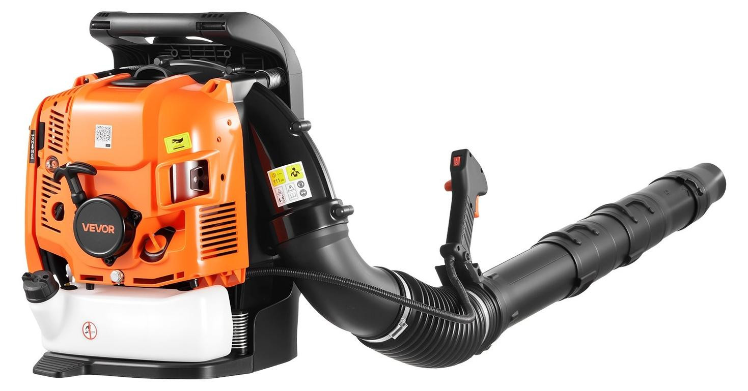 VEVOR Rugzakblazer 75,6 cc, 4-takt benzine bladblazer met 1,8 liter brandstofreservoir, 1045 m³/uur en 317 km/u