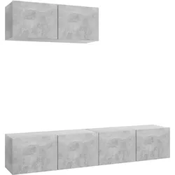Helloshop26 - Multimedia-TV-Möbel TV-Regal Sideboard TV-Schrank Esszimmer Wohnzimmer Schlafzimmer 3-teilig Holzwerkstoff grau 02_0028661