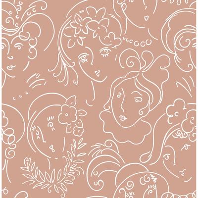 NuWallpaper Lovely Terracotta Ladies Who Lunch Novelty Peel & Stick Wallpaper