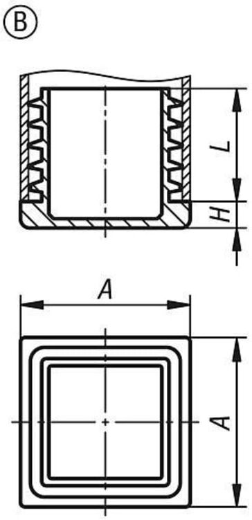 KIPP Verschlussstopfen für quadratische Rohre A=40 Polyethylen schwarz (K0494.440400)