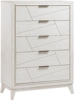 Benjara Zine Tall Dresser Chest, 5 Drawers, Antique White, Flat Black Handles