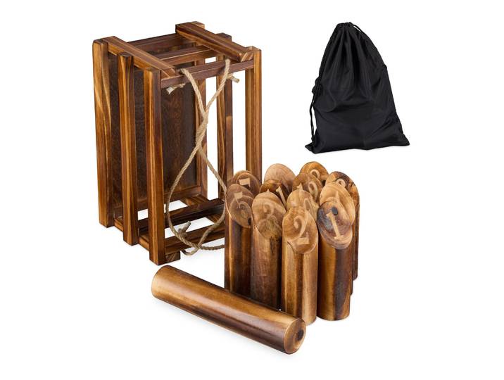 Kubb Wikingerspiel mit Holzbox Braun-Schwarz