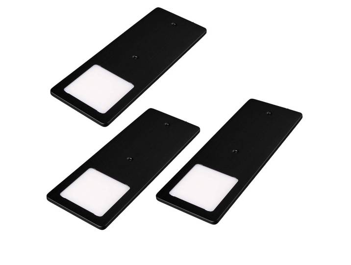 HKT Unterbauleuchten-Set, Schwarz, Metall, Kunststoff, 3-teilig, 7x0.5x19 cm, 3-fach schaltbar, Küchen, Küchenausstattung