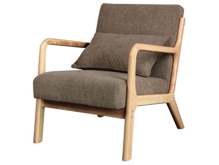 Fauteuil en bois naturel et tissu trendy taupe