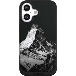 Nivocase Handyhülle für Apple iPhone 16 Hülle NIVOpure Case Schwarz Alpspitze Berg Schnee (Apple iPhone 16), Smartphone Hülle, Schwarz