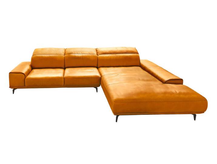 Ecksofa MR 2490 Lederbezug Kurkumagelb