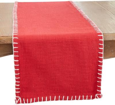 Saro Lifestyle Handcrafted Comfort Chunky Whip Stitch Table Runner