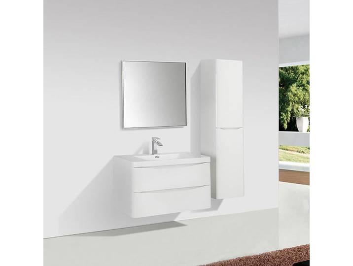 Meuble salle de bain design simple vasque PIACENZA largeur 90 cm blanc laqué