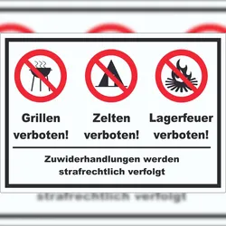HB-Druck Grillen Zelten Lagerfeuer verboten Aufkleber A2 (420x594mm)