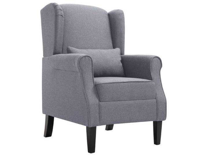 Fauteuil chaise siège lounge design club sofa salon gris foncé tissu 1102204/3