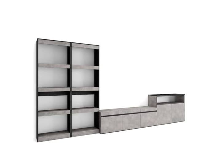 Skraut Home Wohnwand Wohnzimmer Wohnzimmermöbel, Möbelset 370x186x35cm Für TV-Geräte bis zu 65 Wohnzimmer Möbel Moderner Stil Zement